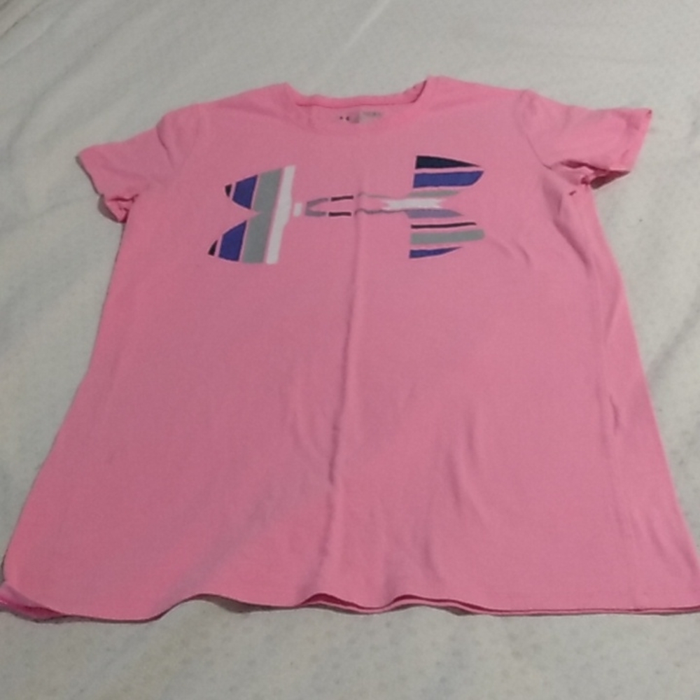 Girls Under Armour pink logo tee - Picture 1 of 4